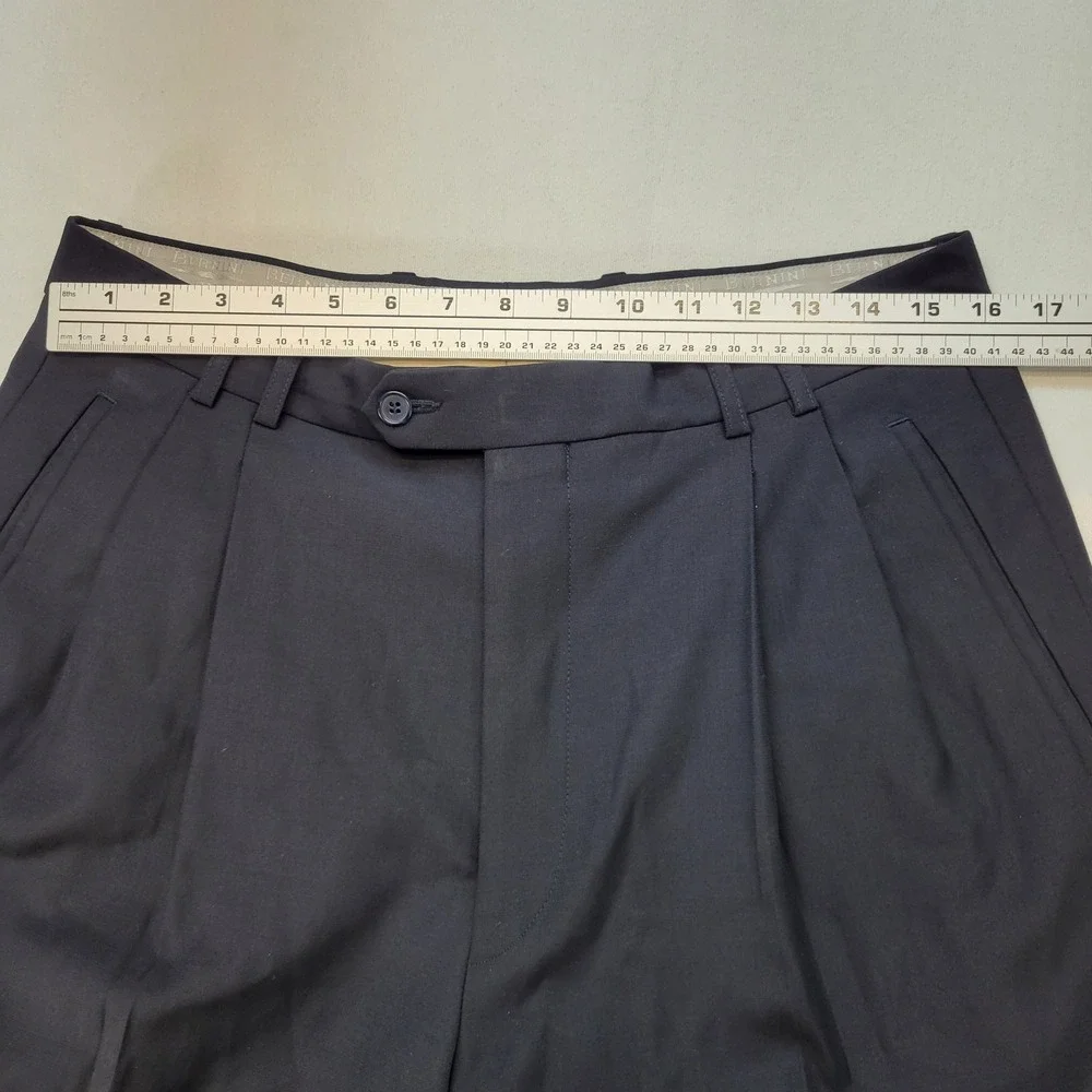 Zignone Dress Pants Mens 34x29 Black Wool Pleated Cuffed Made in Italy Trousers